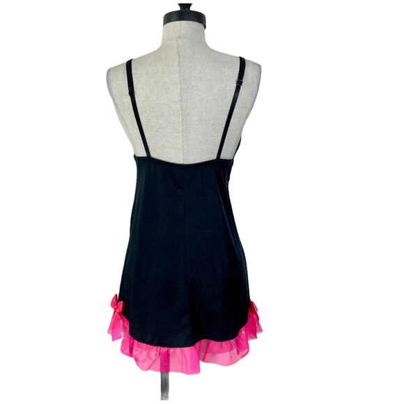 Leg Avenue teddy nightie, black pink nightgown sleep wear lingerie - Picture 3 of 8